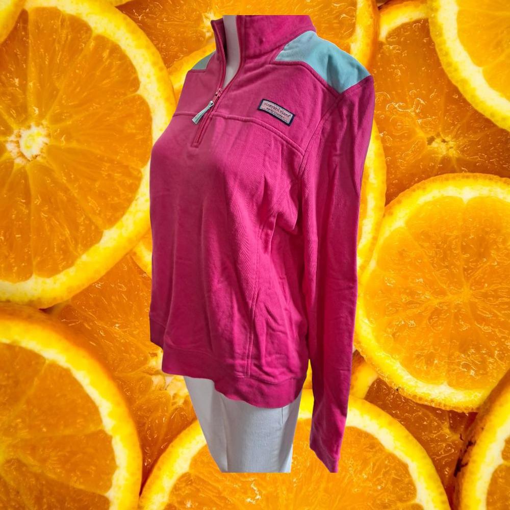 Vineyard Vines  1/4 Zip Pink 100% Cotton Sweatshirt Size‎ Medium